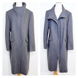 Vince Camuto Front Coat Gray Womens LARGE Classic Wool Blend *Fur Trim Missing*